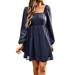 BestWendding Women Long Sleeve Mini Dress Square
