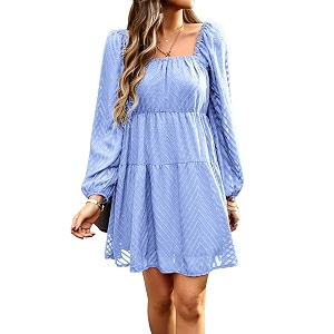 BestWendding Women Long Sleeve Mini Dress Square