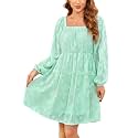 BestWendding Women Long Sleeve Mini Dress Square