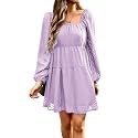 BestWendding Women Long Sleeve Mini Dress Square