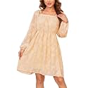 BestWendding Women Long Sleeve Mini Dress Square