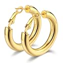 Bestyle 5mm Thick Gold Hoop Earrings Hypoallergenic Hoops for Sensitive Ears Trendy Lightweight Chunky Earrings for Women 30/40/60/80mm