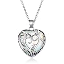 Bestyle Tree of Life Wrapped Healing Crystal Necklaces 12 Month Birthstone Pendant for Women, Crescent/Heart Gemstone Jewelry, Vintage Birthday Gifts/Energy Gift