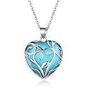 Bestyle Tree of Life Wrapped Healing Crystal Necklaces 12 Month Birthstone Pendant for Women, Crescent/Heart Gemstone Jewelry, Vintage Birthday Gifts/Energy Gift