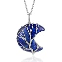 Bestyle Tree of Life Wrapped Healing Crystal Necklaces 12 Month Birthstone Pendant for Women, Crescent/Heart Gemstone Jewelry, Vintage Birthday Gifts/Energy Gift