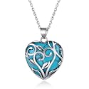 Bestyle Tree of Life Wrapped Healing Crystal Necklaces 12 Month Birthstone Pendant for Women, Crescent/Heart Gemstone Jewelry, Vintage Birthday Gifts/Energy Gift