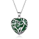 Bestyle Tree of Life Wrapped Healing Crystal Necklaces 12 Month Birthstone Pendant for Women, Crescent/Heart Gemstone Jewelry, Vintage Birthday Gifts/Energy Gift