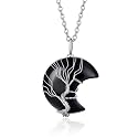 Bestyle Tree of Life Wrapped Healing Crystal Necklaces 12 Month Birthstone Pendant for Women, Crescent/Heart Gemstone Jewelry, Vintage Birthday Gifts/Energy Gift