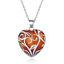 Bestyle Tree of Life Wrapped Healing Crystal Necklaces 12 Month Birthstone Pendant for Women, Crescent/Heart Gemstone Jewelry, Vintage Birthday Gifts/Energy Gift