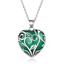 Bestyle Tree of Life Wrapped Healing Crystal Necklaces 12 Month Birthstone Pendant for Women, Crescent/Heart Gemstone Jewelry, Vintage Birthday Gifts/Energy Gift