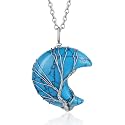 Bestyle Tree of Life Wrapped Healing Crystal Necklaces 12 Month Birthstone Pendant for Women, Crescent/Heart Gemstone Jewelry, Vintage Birthday Gifts/Energy Gift