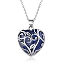 Bestyle Tree of Life Wrapped Healing Crystal Necklaces 12 Month Birthstone Pendant for Women, Crescent/Heart Gemstone Jewelry, Vintage Birthday Gifts/Energy Gift