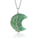 Bestyle Tree of Life Wrapped Healing Crystal Necklaces 12 Month Birthstone Pendant for Women, Crescent/Heart Gemstone Jewelry, Vintage Birthday Gifts/Energy Gift