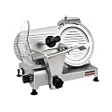 BESWOOD 10" Premium Chromium-plated Steel Blade Electric Deli Meat Cheese Food Slicer with Serving Plate Commercial and for Home use 240W Classic Silver