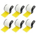 BETCKEY Replace for Brother DK-2205 2.4 in x 100 ft Yellow Labels[6 Roll]