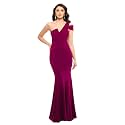 Betsy &amp; Adam Long Slim One Shoulder Dress | Cold Shoulder Evening Gown