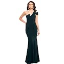 Betsy &amp; Adam Long Slim One Shoulder Dress | Cold Shoulder Evening Gown