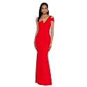 Betsy &amp; Adam Long Slim One Shoulder Dress | Cold Shoulder Evening Gown