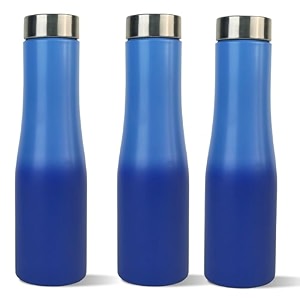 the better home 1l stainless steel water bottle  bpa-free leak-proof rust-resistant  bottle for office gym travel  dual blue  pack of 3