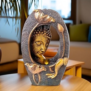 the better home buddha water fountain for home decorled lightswaterfall fountain indoor home decorgarden decor itemswedding giftseuro plug2m cordbronze -33x17x495 cm