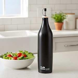 the better home matte black ceramic 750ml capacity bar accessories bottle pour spouts  drip-free spout wooden stopper lid odor resistant stain resistant airtight leakproof modern tableware design