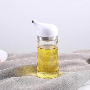the better home oil dispenser 140ml  stylish mini glass bottle with measuring mark  easy pour leak-proof cute amp compact for table use  white