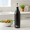 The Better Home Matte Black Ceramic 750ml Capacity Bar Accessories Bottle Pour Spouts | Drip-Free Spout Wooden Stopper Lid Odor Resistant Stain Resistant Airtight Leakproof Modern Tableware Design