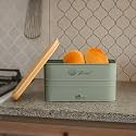 The Better Home Galvanised Iron Bread Bin with Wooden Lid | Easy to Clean Storage Box for Bread Cookies Dry Fruits | Elegant Color Coated | Good Capacity | Home &amp; Kitchen