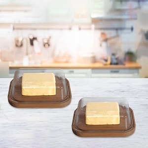 the better home butter dish with bamboo lid stick butter holderborosilicate glass container for storage butter glassbutter tray container dark brown butter dishtray pack of 2