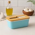 The Better Home Ceramic Butter Dish with Bamboo Lid &amp; Steel Knife | Microwave Safe Butter Box | Butter Container for Kitchen Storage | Butter Tray for Fridge | Butter Storage Box