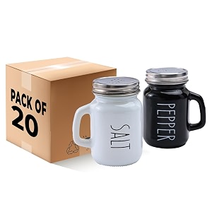 the better home glass salt amp pepper shakers set- black amp white  moisture-proof seasoning shakers with handle  perfect pour holes for kitchen dining table restaurant pack of 20
