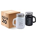 The Better Home Glass Salt &amp; Pepper Shakers Set- Black &amp; White | Moisture-Proof Seasoning Shakers with Handle | Perfect Pour Holes for Kitchen Dining Table Restaurant (Pack of 20)