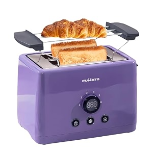 fumato 1000w pop up toaster 2 slices automatic  premium bread toaster- 6 modes removable crumb tray extra wide slots  cute electric toaster with cancel heater amp defrost  1 yr warranty- purple