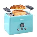 FUMATO 1000W Pop Up Toaster 2 Slices Automatic | Premium Bread Toaster with 6 Modes, Removable Crumb Tray, Extra Wide Slots | Cute Electric Toaster with Cancel, Heater &amp; Defrost | 1 Yr Warranty- Teal