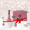 The Better Home FUMATO Anniversary, Wedding Gifts for Couples- 2 Slice Pop-up Toaster- Bun Rack + Electric Portable Hand Blender | House Warming Gifts for New Home | 1 Yr Warranty (Cherry Pink)