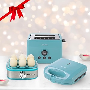 the better home fumato house warming anniversary wedding gifts for couples- 2 slice pop-up toaster with bun rack  sandwich maker  2 in 1 egg boiler amp poacher 1 yr warranty misty blue 350 watts