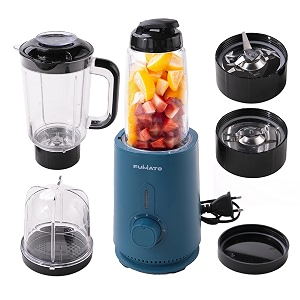 the better home fumato juicer mixer grinder- 400 watts 3 jars 2 blades  nutri blender for smoothie and juices  1 year warranty midnight blue - stainless steel