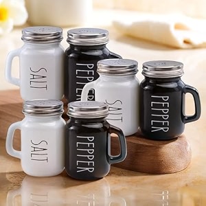 the better home glass salt amp pepper shakers set- black amp white pack of 3  moisture-proof seasoning shakers with handle  salt amp pepper containers  salt amp pepper containerset for dining table