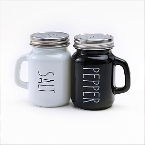 the better home glass salt amp pepper shakers set- black amp white  moisture-proof seasoning shakers with handle  perfect pour holes for kitchen dining table restaurant pack of 1
