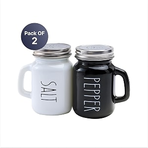 the better home glass salt amp pepper shakers- black and white  salt amp pepper dispenser  moisture-proof seasoning shakers  perfect pour holes for kitchen dining table restaurant pack of 2