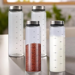 the better home glass salt amp pepper shaker pack of 4 salt amp pepper dispenser  moisture-proof seasoning transparent shaker set  perfect pour holes for kitchen dining table restaurant