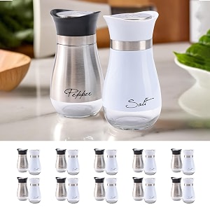 the better home glass salt amp pepper shakers set silverwhite - pack of 10  moisture-proof seasoning shaker set  salt amp pepper containers  salt amp pepper container set for dining table