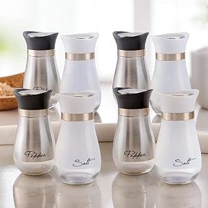 the better home glass salt amp pepper shakers set silverwhite - pack of 4  moisture-proof seasoning shaker set  salt amp pepper containers  salt amp pepper container set for dining table