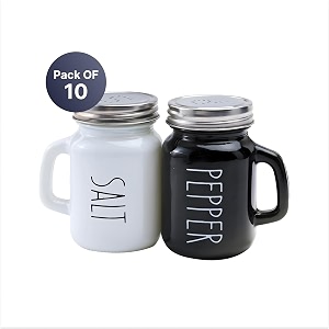 the better home glass salt amp pepper shakers set- black amp white pack of 10  moisture-proof seasoning shakers with handle  perfect pour holes for kitchen dining table restaurant