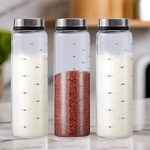 the better home glass salt amp pepper shaker salt amp pepper dispenser  moisture-proof seasoning transparent shaker set  perfect pour holes for kitchen dining table restaurant pack of 3
