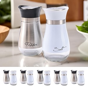 the better home glass salt amp pepper shakers set silverwhite - pack of 5  moisture-proof seasoning shaker  salt amp pepper containers  salt amp pepper container set for dining table