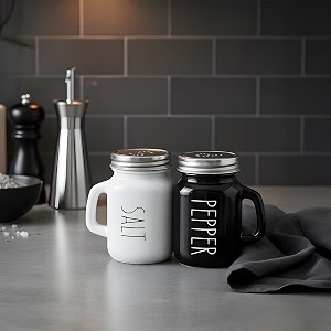 the better home glass salt amp pepper shakers set- black amp white pack of 2  moisture-proof seasoning shakers with handle  salt amp pepper containers  salt amp pepper containerset for dining table