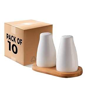 the better home ceramic salt and pepper shakers set pack of 10-2pcs each with wooden tray  dining table decorative items  salt pepper set for dining table  salt and pepper shaker  white