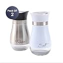 The Better Home Salt and Pepper Shaker Set (Silver/White - Pack of 2) | Glass Salt &amp; Pepper Containers | Moisture-Proof Seasoning Shakers