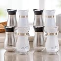 The Better Home Glass Salt &amp; Pepper Shakers Set (Silver/White - Pack of 4) | Moisture-Proof Seasoning Shaker Set | Salt &amp; Pepper Containers | Salt &amp; Pepper Container Set for Dining Table
